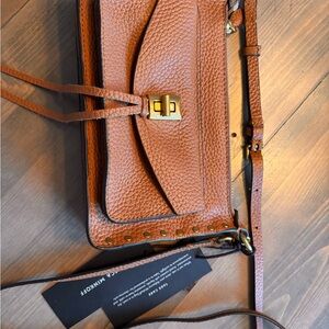 Rebecca Minkoff Darren Mini Caramello Leather Crossbody Bag with Gold Hardware
